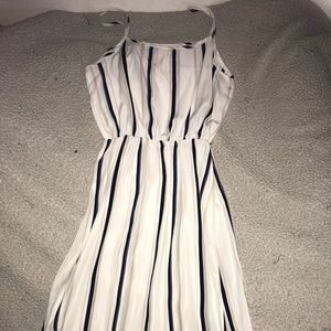 🌺White Neutral Striped Long Summer Dress 🌸